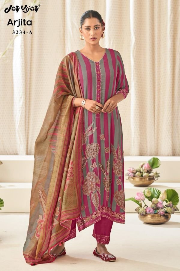 Jay Vijay Prints Arjita 3234 Georgette Printed Salwar Suits 3234-A