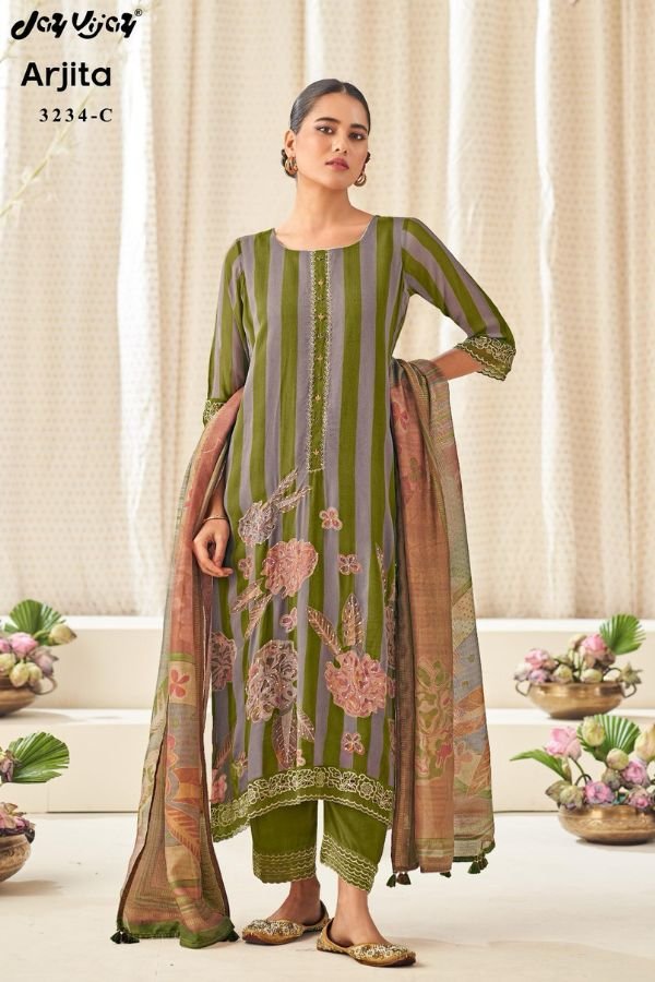 Jay Vijay Prints Arjita 3234 Georgette Printed Salwar Suits 3234-C