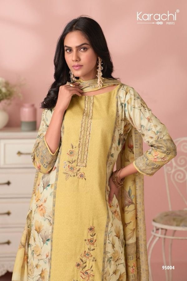 Kesar Karachi Shiana Jam Satin Printed Salwar Suit 95004