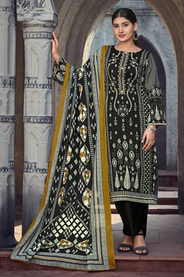 Mumtaz Arts Nimrit Jam Satin ladies Unstitched Suit 1001-02