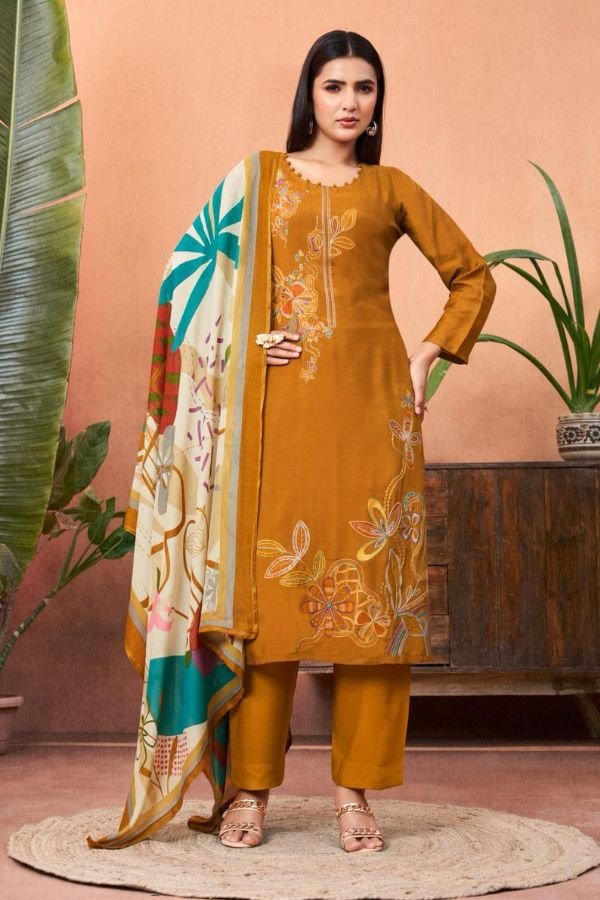 Mumtaz Arts Simran Muslin ladies Unstitched Suit 1801