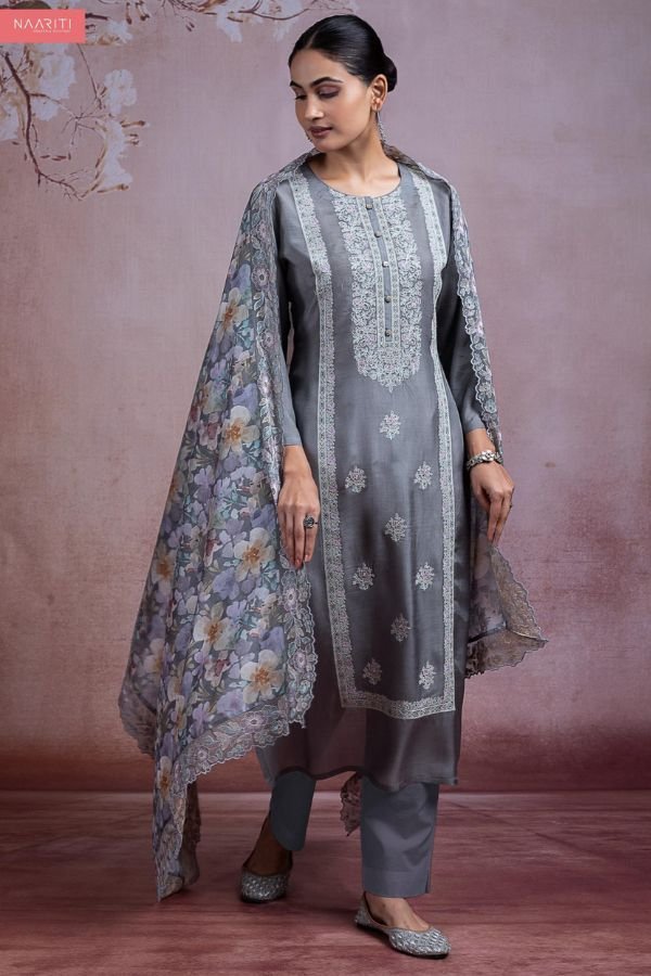 Naariti Charmi Muslin Printed Embroidered Unstitched Suit AGOG-01