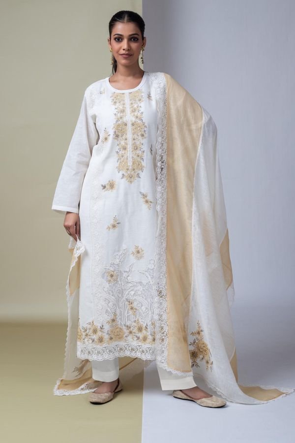 Naariti Freesqi Cotton Linen Embroidered Suit AGOG-02