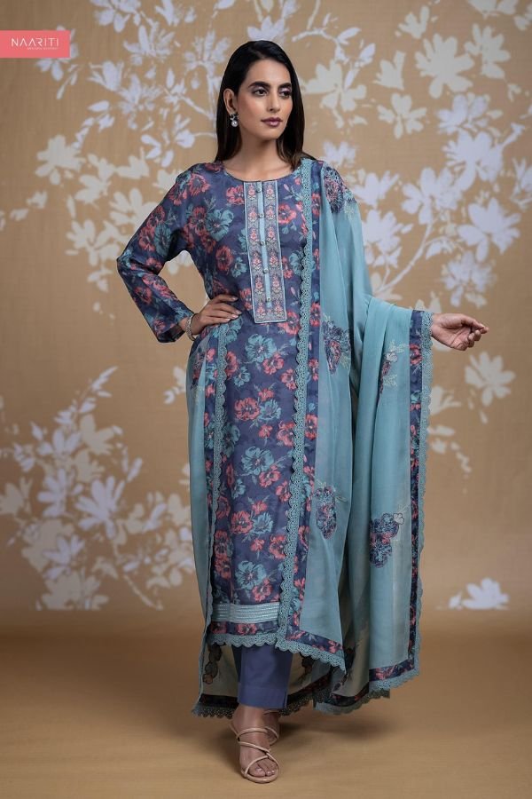 Naariti Kesha Muslin Printed Embroidered Unstitched Suit AGOG-01