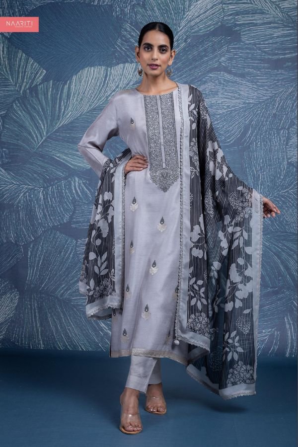 Naariti Kizera Muslin Embroidered Unstitched Suit AGOG-01