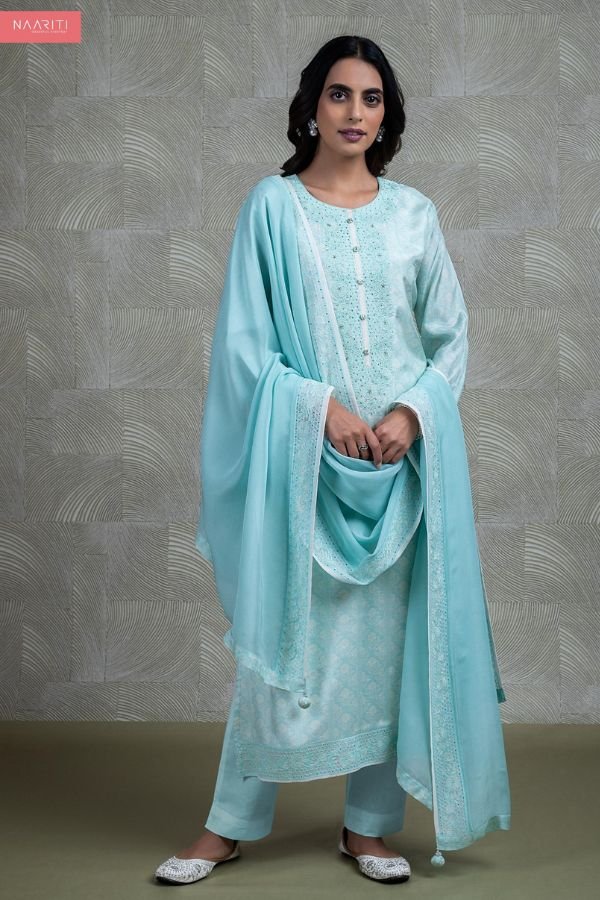 Naariti Kizmi Muslin Printed Embroidered Unstitched Suit AGOG-02