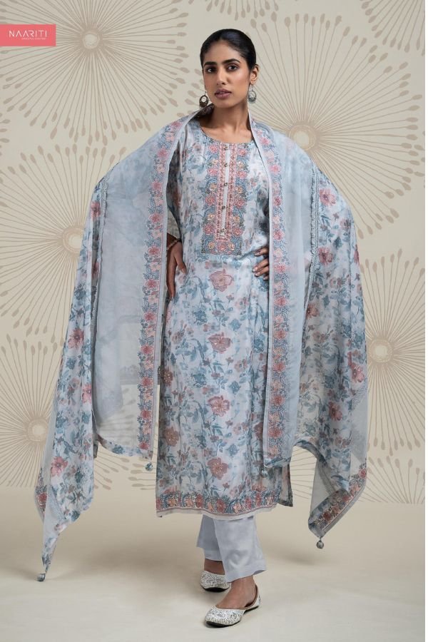 Naariti Moniq Muslin Printed Embroidered Unstitched Suit AGOG-01