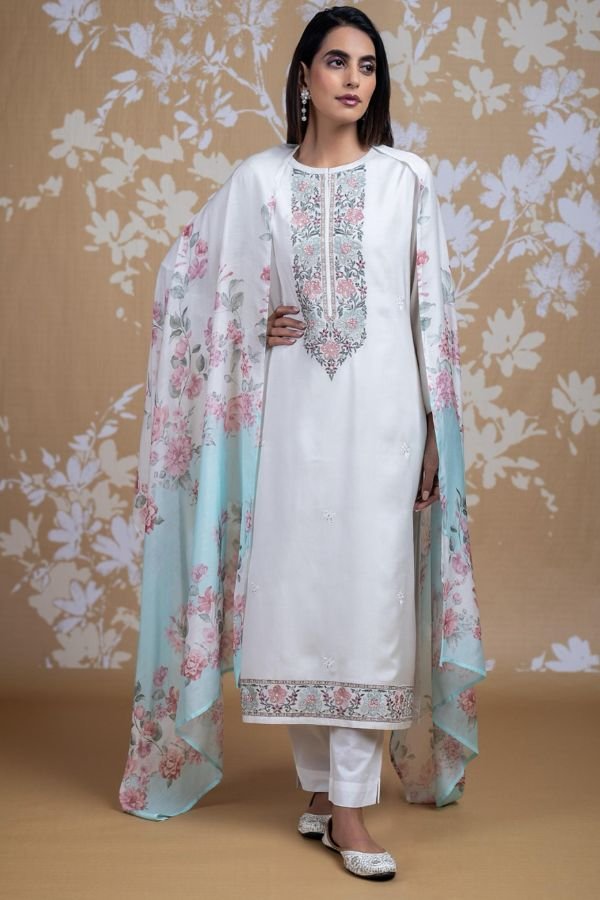 Naariti Qaraa Muslin Printed Embroidered Unstitched Suit AGOG-01