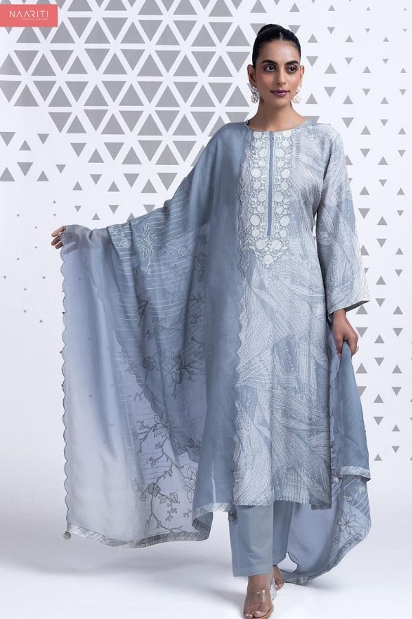 Naariti Riyasa Muslin Printed Embroidered Unstitched Suit AGOG-02