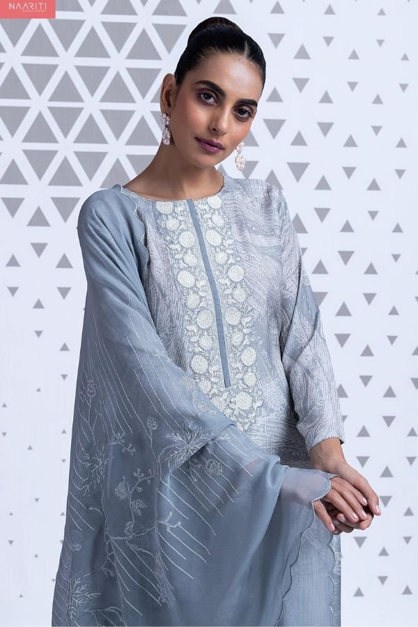 Naariti Riyasa Muslin Printed Embroidered Unstitched Suit AGOG-02