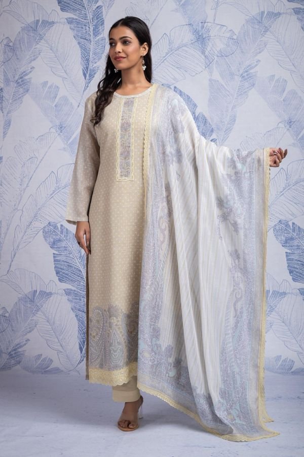 Naariti Sage Linen Printed Unstitched Suit AGOG-02
