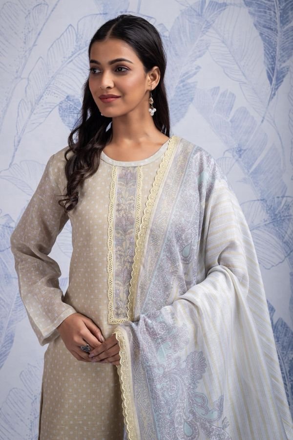 Naariti Sage Linen Printed Unstitched Suit AGOG-02