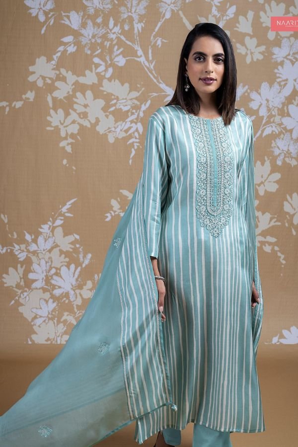 Naariti Vantara Muslin Printed Embroidered Unstitched Suit AGOG-03