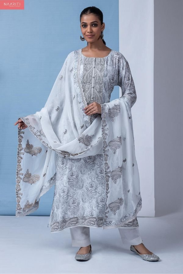 Naariti Zuliya Muslin Printed Embroidered Unstitched Suit AGOG-01