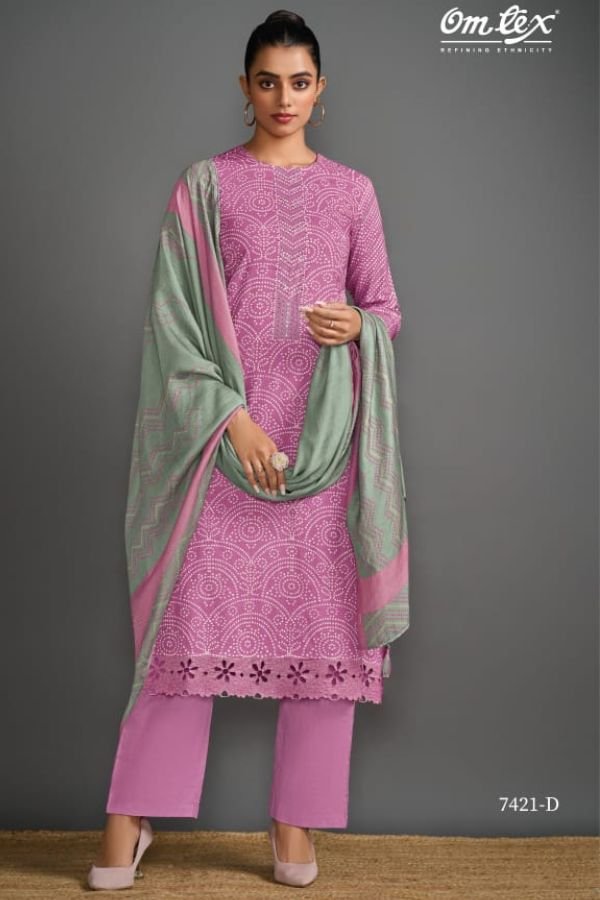Omtex Glamour Gaze Lawn Cotton Printed Ladies Salwar Suit 7421-D