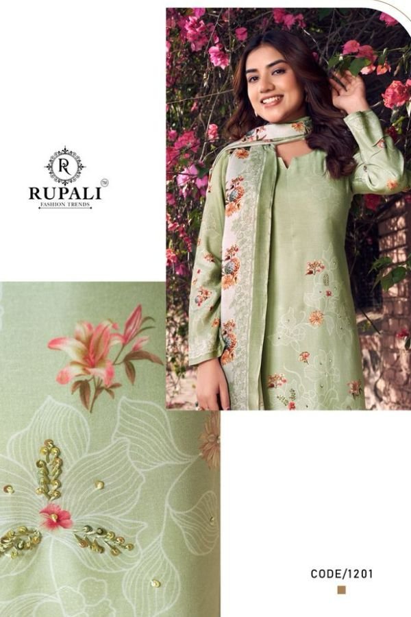 Rupali Fashion Flowery Muslin Printed Salwar Suit 1201