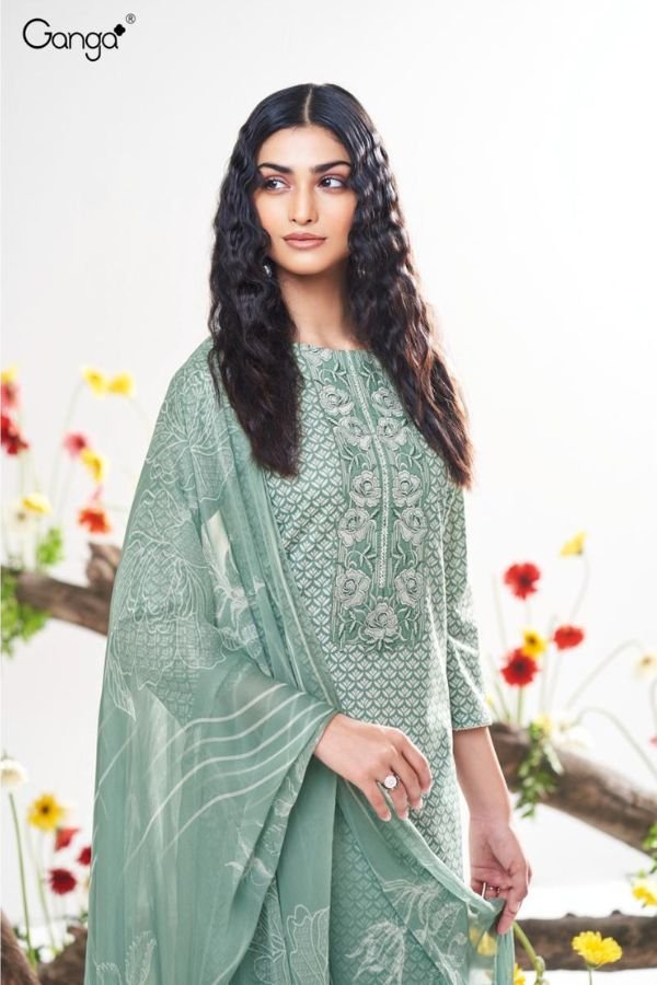 Ganga Fashion Gurnoor S3473 Cotton Embroidered Suits S3473-A