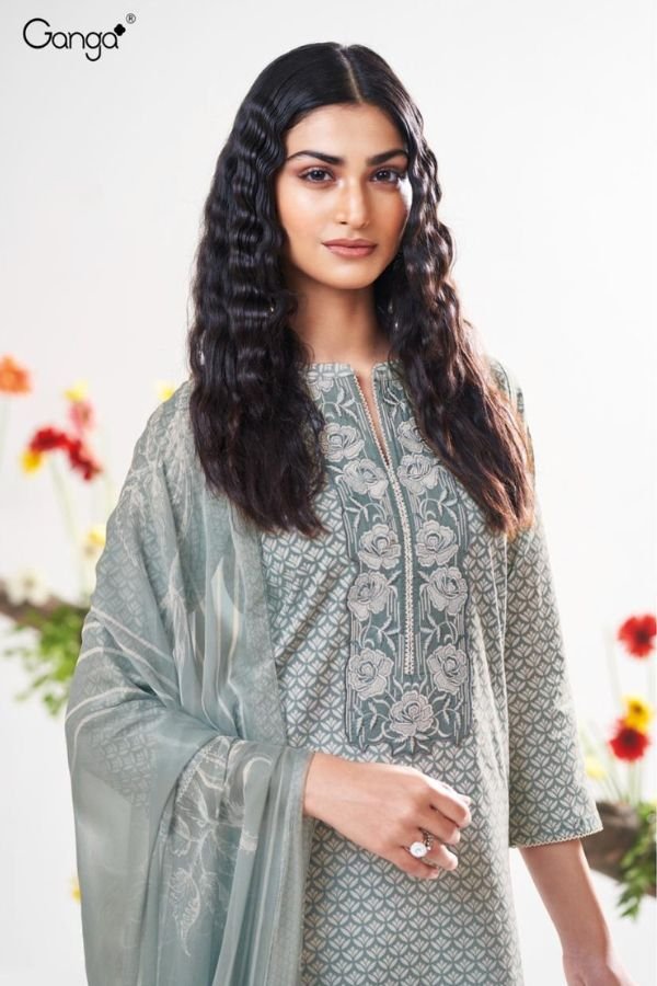 Ganga Fashion Gurnoor S3473 Cotton Embroidered Suits S3473-B