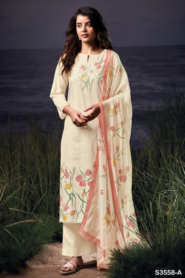 Ganga Fashion Gurveen S3558 Cotton Embroidered Suit S3558-A