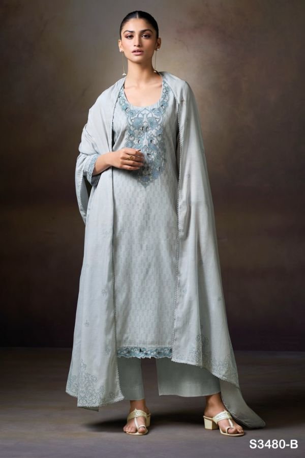 Ganga Fashions Princy S3480 Mal Unstitched Suit S3480-B