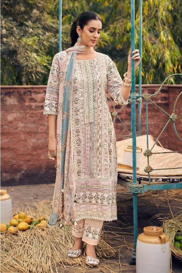 Jay Vijay Prints Aam Panna Cotton Unstitched Suit 10185