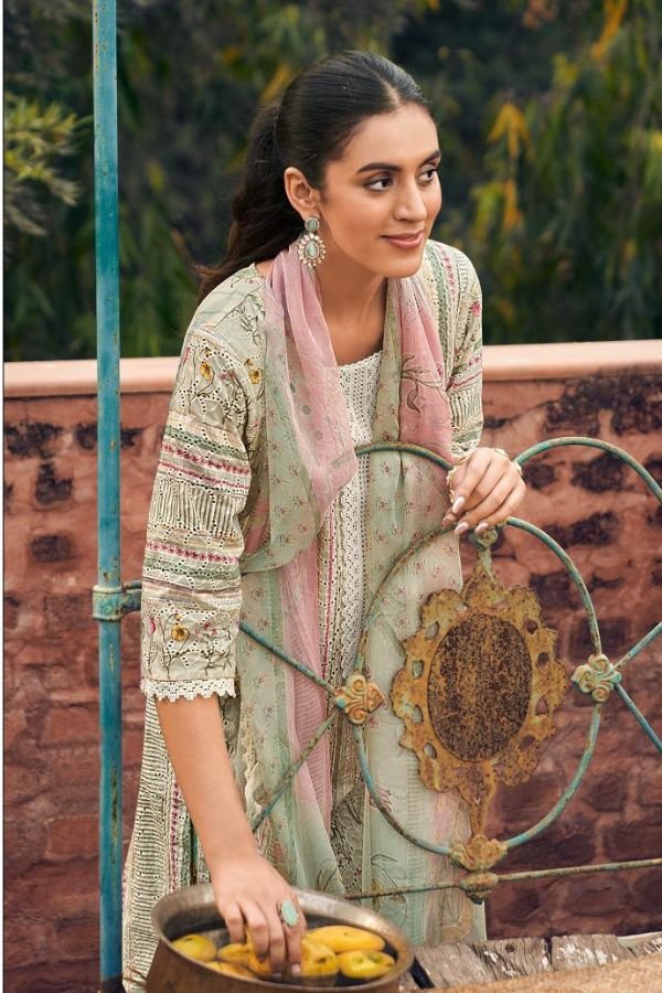 Jay Vijay Prints Aam Panna Cotton Unstitched Suit 10181