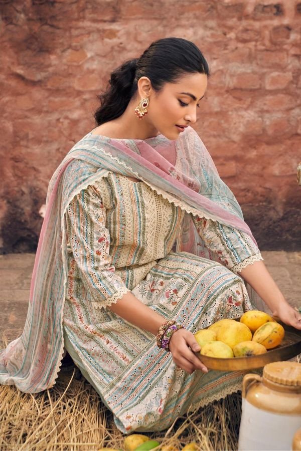 Jay Vijay Prints Aam Panna Cotton Unstitched Suit 10183