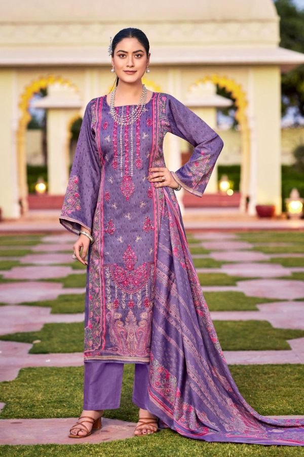 Mumtaz Arts Rose Jam Satin Ladies Unstitched Suit 1006