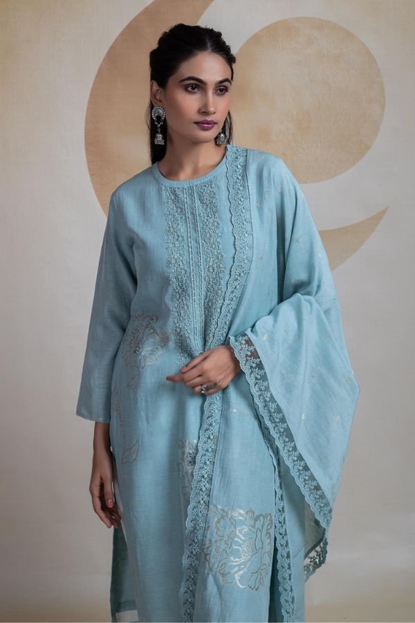 Naariti Beedan Linen Embroidered Unstitched Suit AGOG-01
