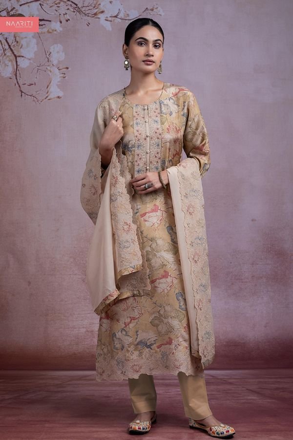 Naariti Saveer Muslin Embroidered Unstitched Suit AGOG-01