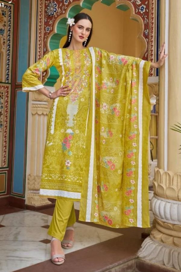 Zulfat Designer Suits Noor Vol 3C Cotton Salwar Suit 662-001