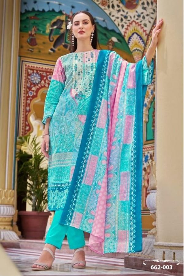 Zulfat Designer Suits Noor Vol 3C Cotton Salwar Suit 662-003