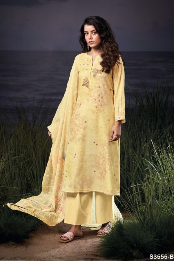 Ganga Fashion Evanna S3555 Cotton Linen Ladies Suit S3555-B