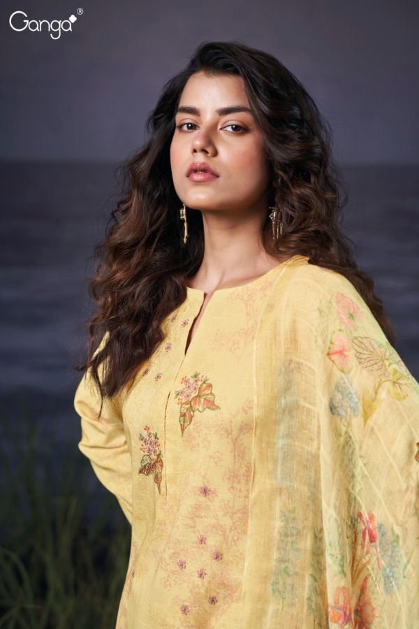 Ganga Fashion Evanna S3555 Cotton Linen Ladies Suit S3555-B