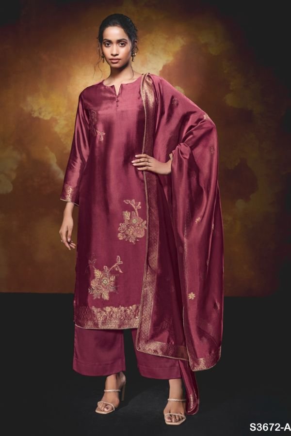 Ganga Fashions Yelena S3672 Silk Salwar Suit S3672-A