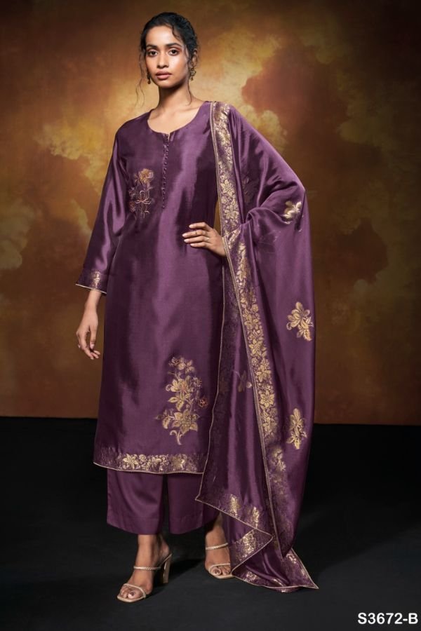 Ganga Fashions Yelena S3672 Silk Salwar Suit S3672-B