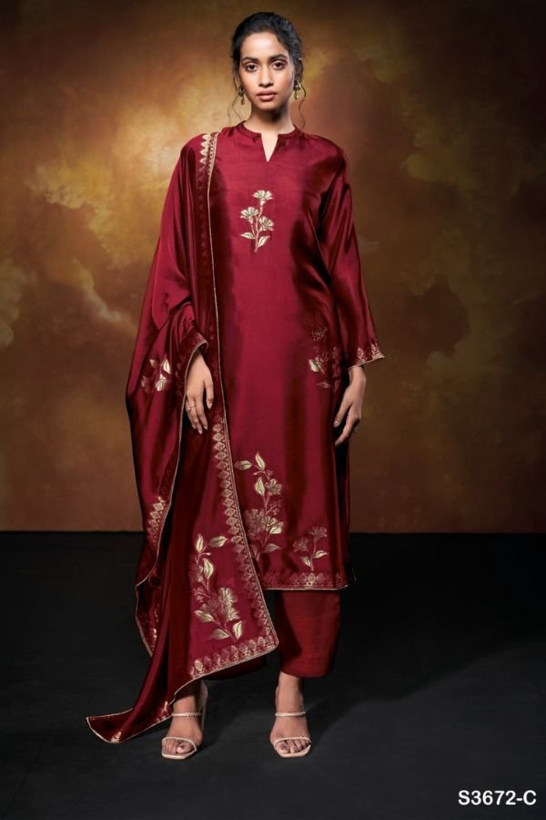 Ganga Fashions Yelena S3672 Silk Salwar Suit S3672-C
