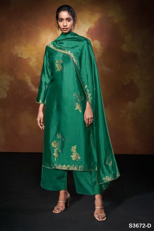 Ganga Fashions Yelena S3672 Silk Salwar Suit S3672-D