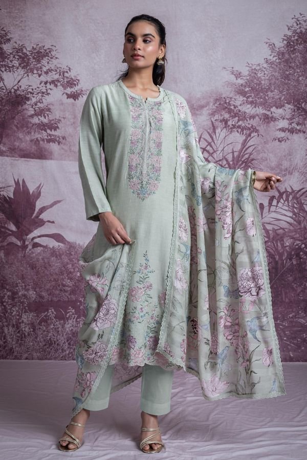 Naariti Dhitya Linen Embroidered Unstitched Suit AGOG-02