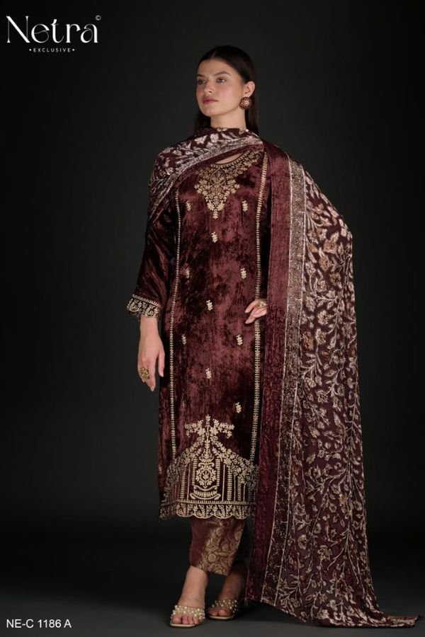 Netra Exclusive Tashwik Velvet Ladies Suit NE-C 1186-A