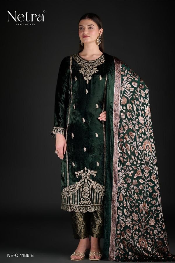 Netra Exclusive Tashwik Velvet Ladies Suit NE-C 1186-B