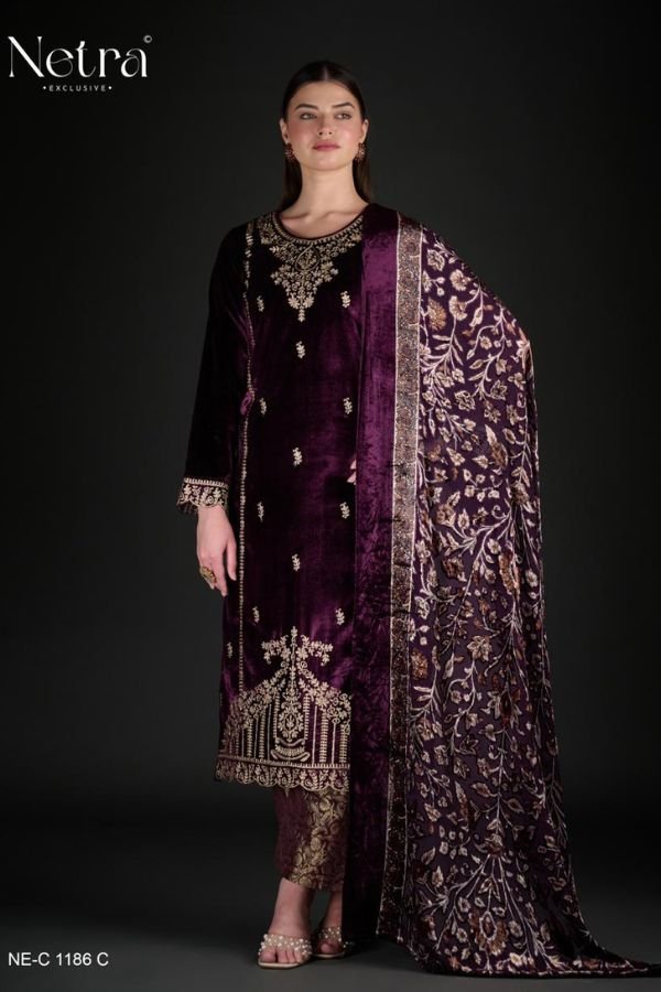 Netra Exclusive Tashwik Velvet Ladies Suit NE-C 1186-C
