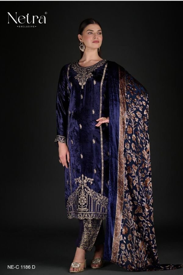 Netra Exclusive Tashwik Velvet Ladies Suit NE-C 1186-D