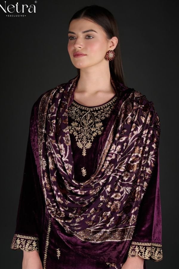 Netra Exclusive Tashwik Velvet Ladies Suit NE-C 1186-C