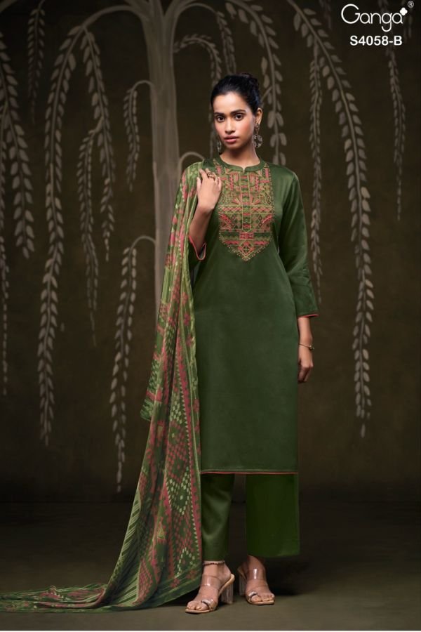 Ganga Fashion Annerie S4058 Cotton Satin Ladies Suits S4058-B