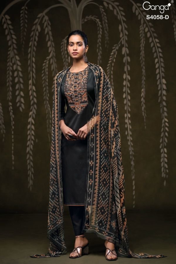 Ganga Fashion Annerie S4058 Cotton Satin Ladies Suits S4058-D