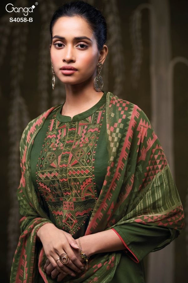 Ganga Fashion Annerie S4058 Cotton Satin Ladies Suits S4058-B