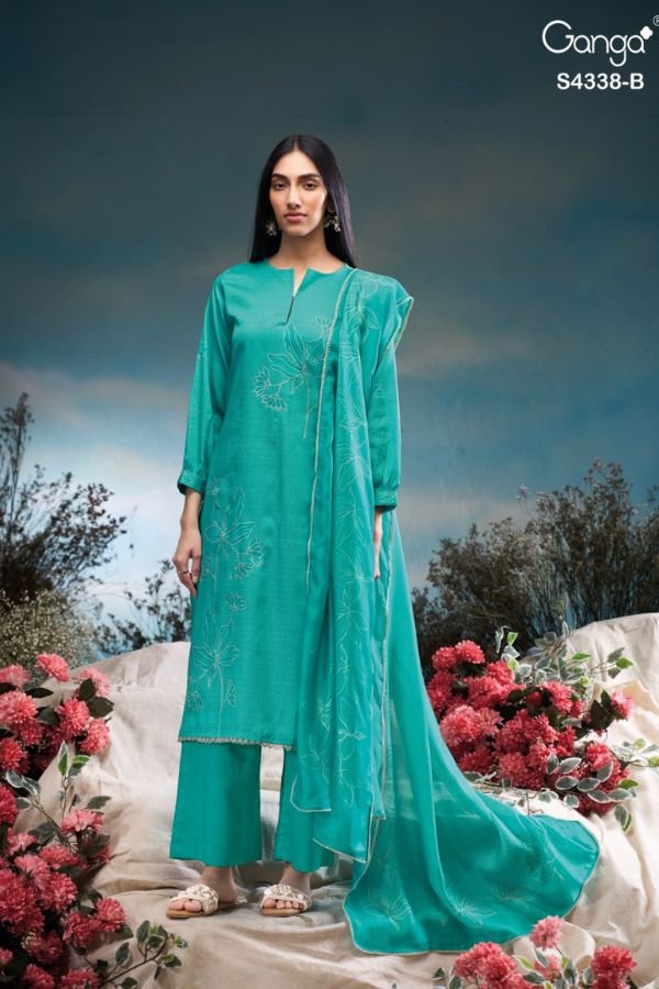Ganga Fashion Bresiya S4338 Cotton Satin Ladies Suits S4338-B