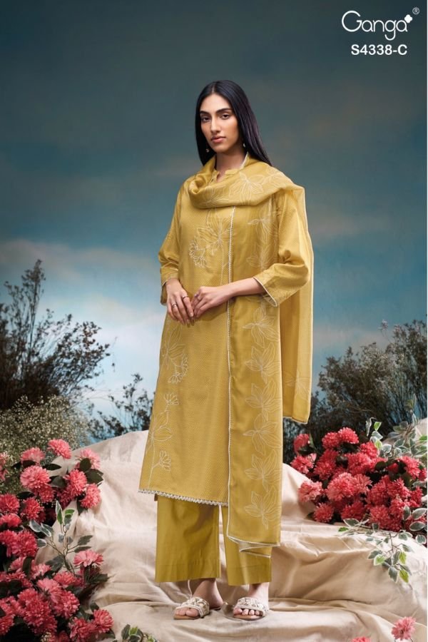 Ganga Fashion Bresiya S4338 Cotton Satin Ladies Suits S4338-C