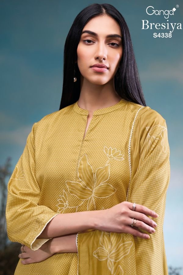 Ganga Fashion Bresiya S4338 Cotton Satin Ladies Suits S4338-C